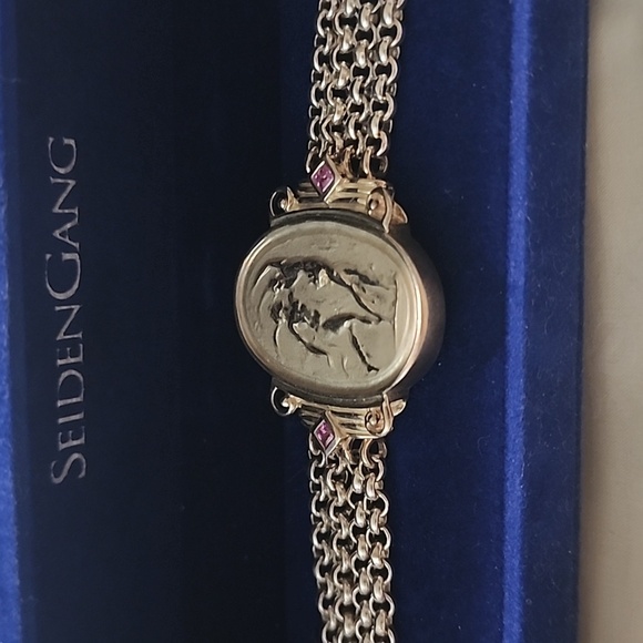 Seidengang 925 Gemstone Bas Relief Bracelet Vintage - Picture 2 of 7